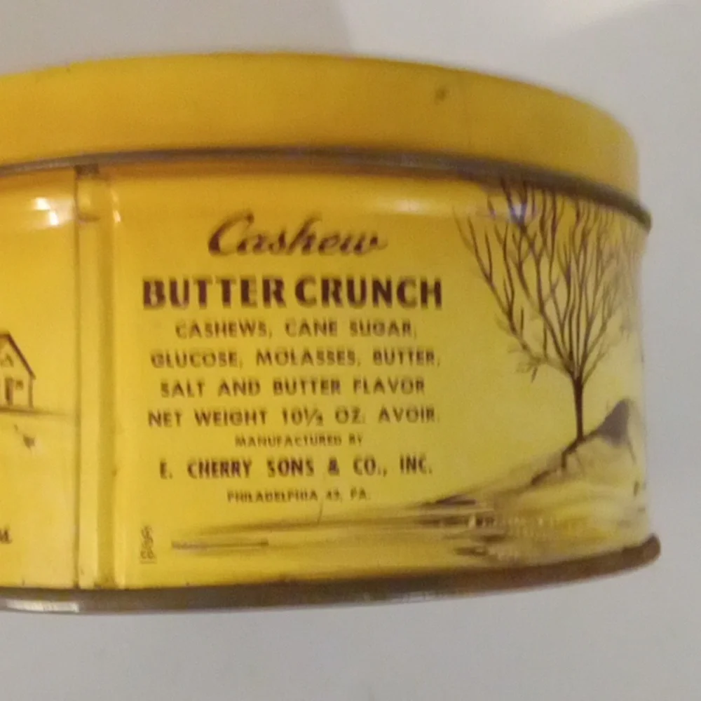 Vintage Yellow Tin with Horse and Carriage Design